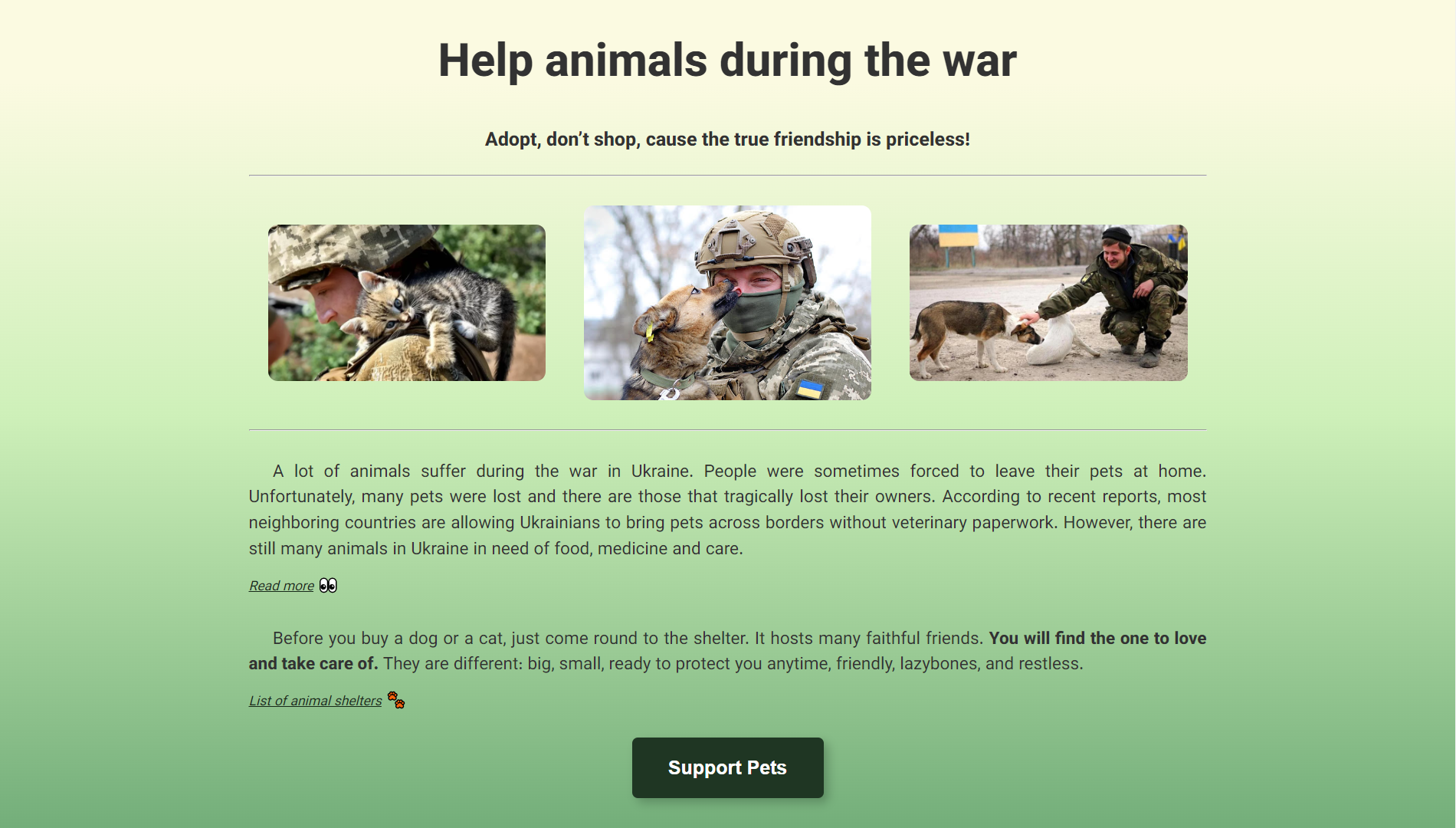 help animals project preview